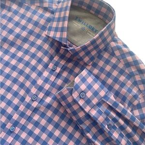 Twillory Blue and Pink Gingham Checkered Men's Long Sleeve Button Up Shirt